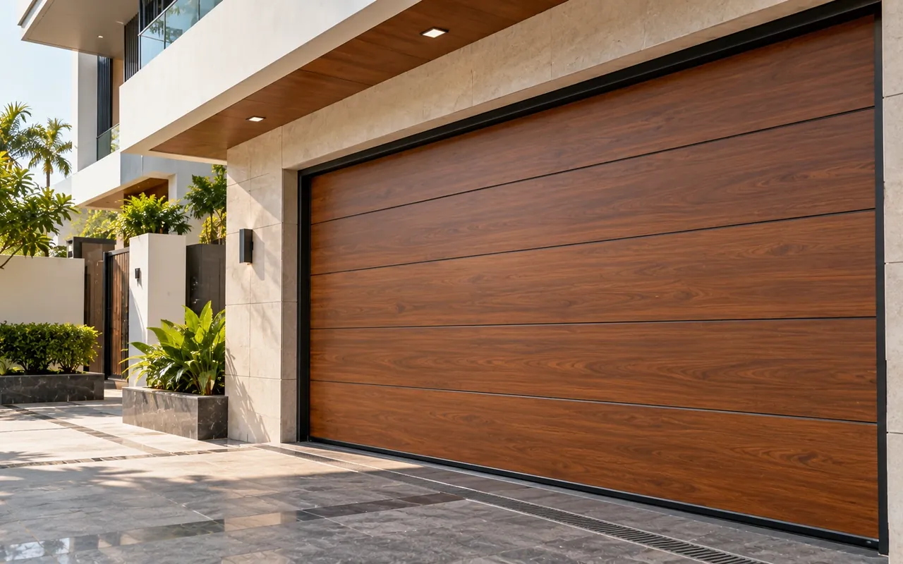 Wooden-Finish Garage Doors
